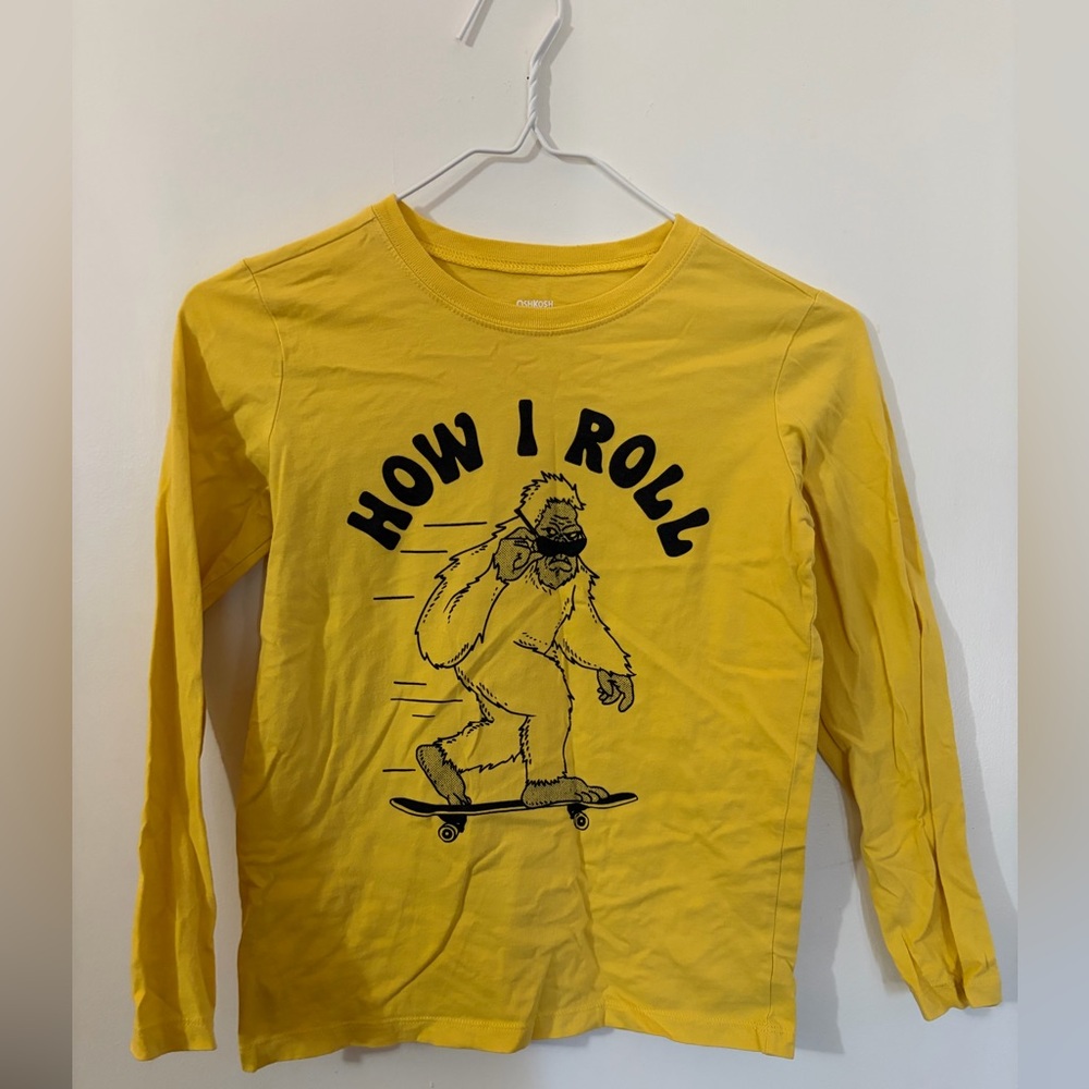 Boys Osh Kosh 10 Yellow Long Sleeve Shirt Yeti Skateboarding Tote2